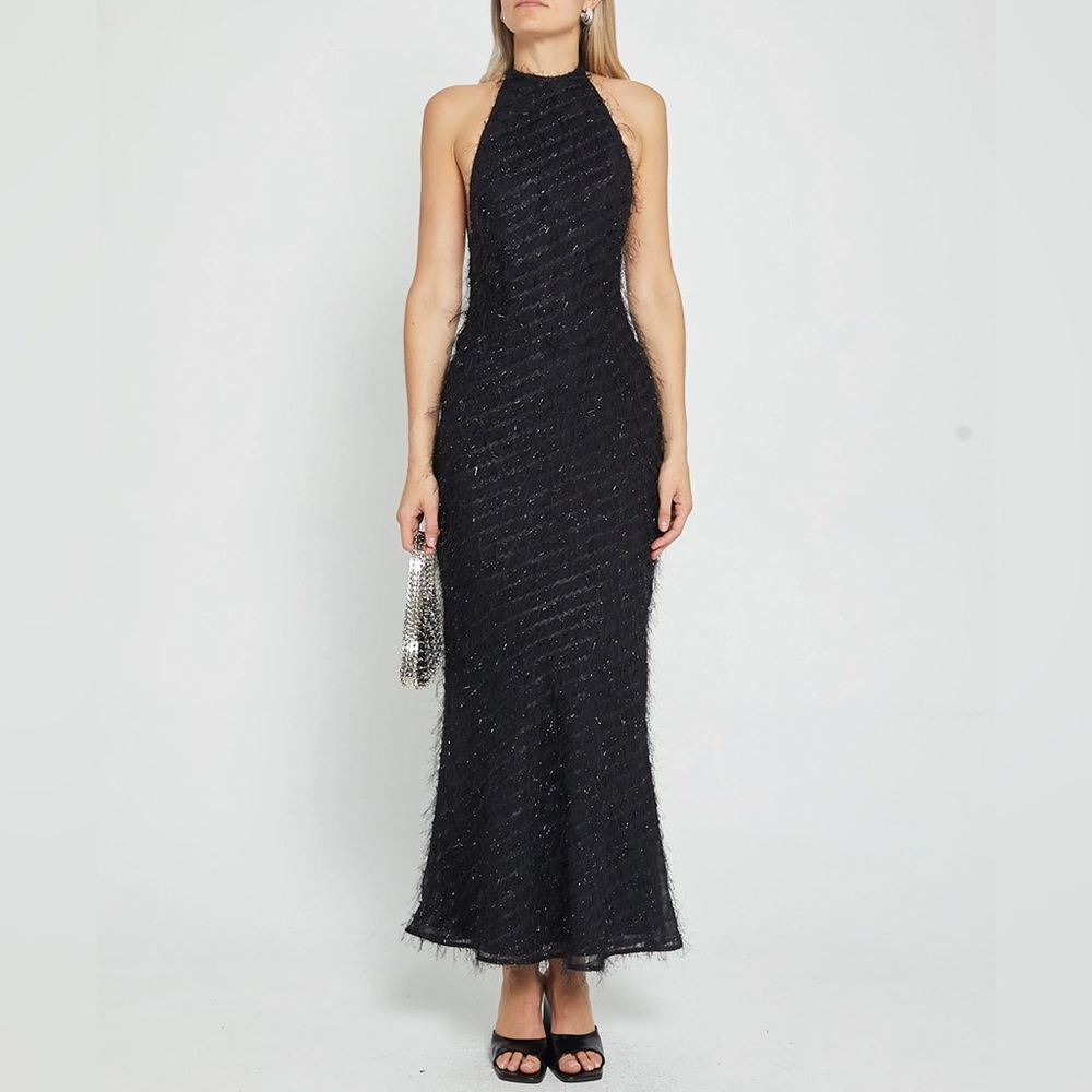 Elegant Black Halter Backless Dress